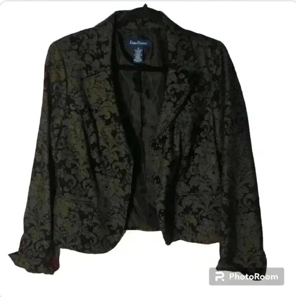 Evan Picone Jackets & Blazers - Evan Picone Black and Gray Floral Print Blazer
